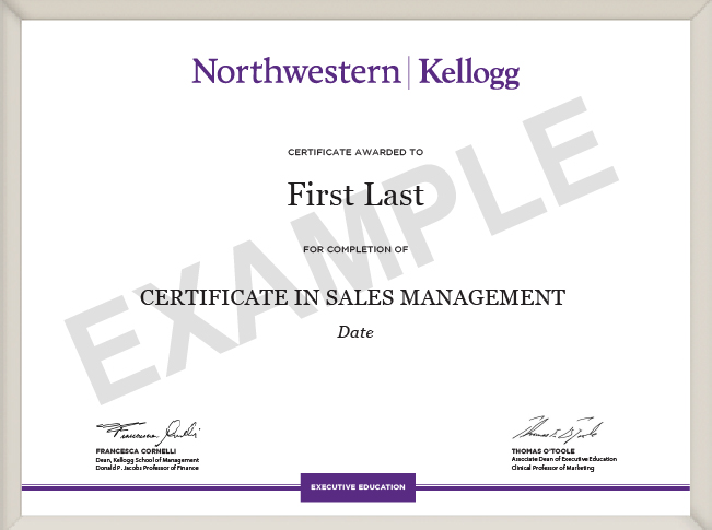 Kellogg Executive Education #39 s Certificate in Sales Management